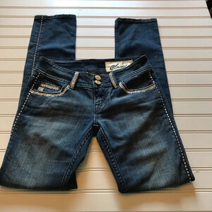 Claudio blue jeans crystals beaded Sz 25